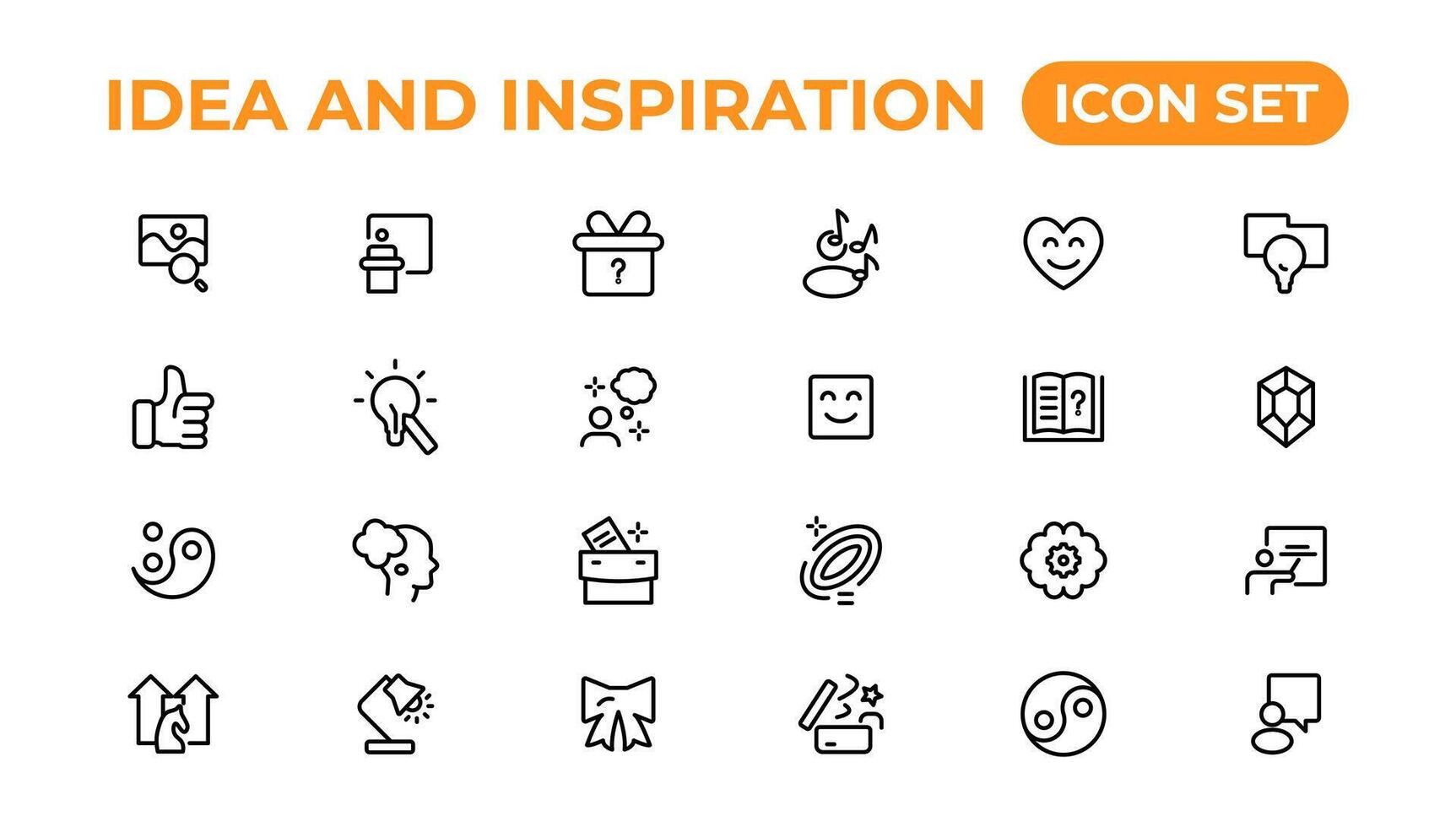 Idea and inspiration outline icons collection.Outline icon. vector