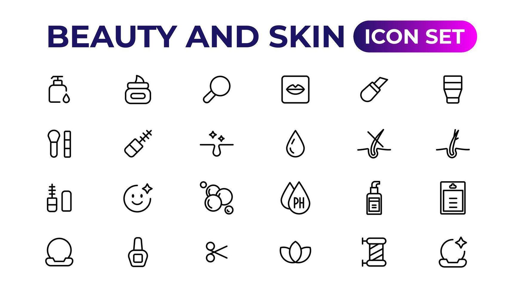 Beauty. Attributes of beauty for men and women.Skin care line icons set. vector
