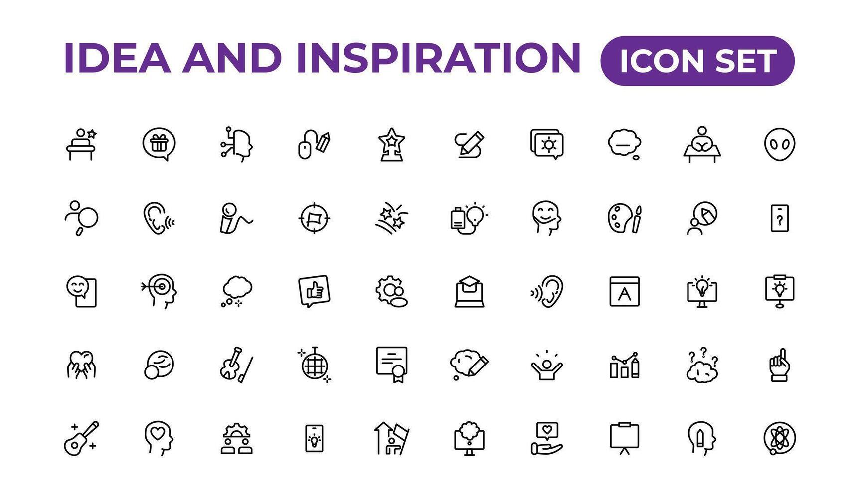 Idea and inspiration outline icons collection.Outline icon. vector