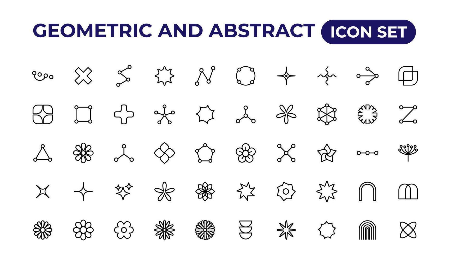 geométrico brutalismo formas pegatina.esquema icono recopilación. vector