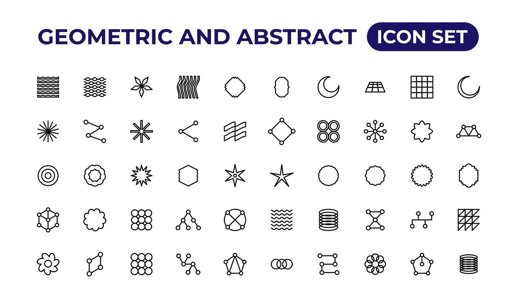 geométrico brutalismo formas pegatina.esquema icono recopilación. vector