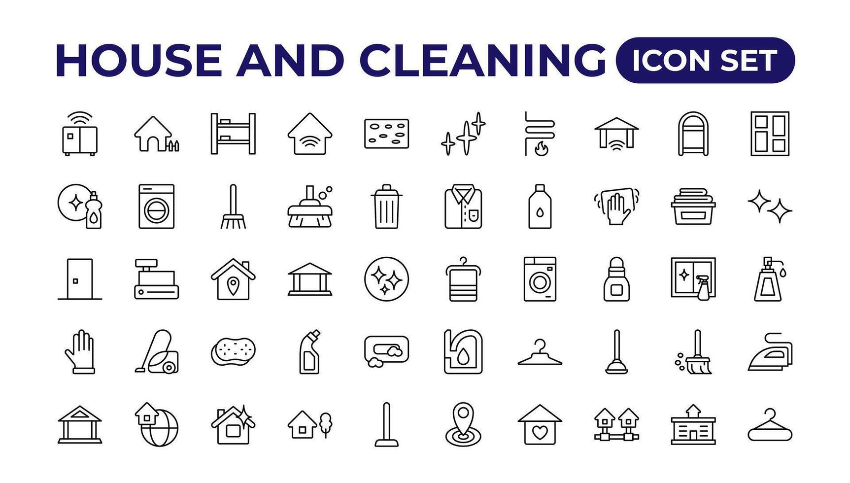 House cleaning icon set.Cleaning icon collection.Outline icon collection. vector