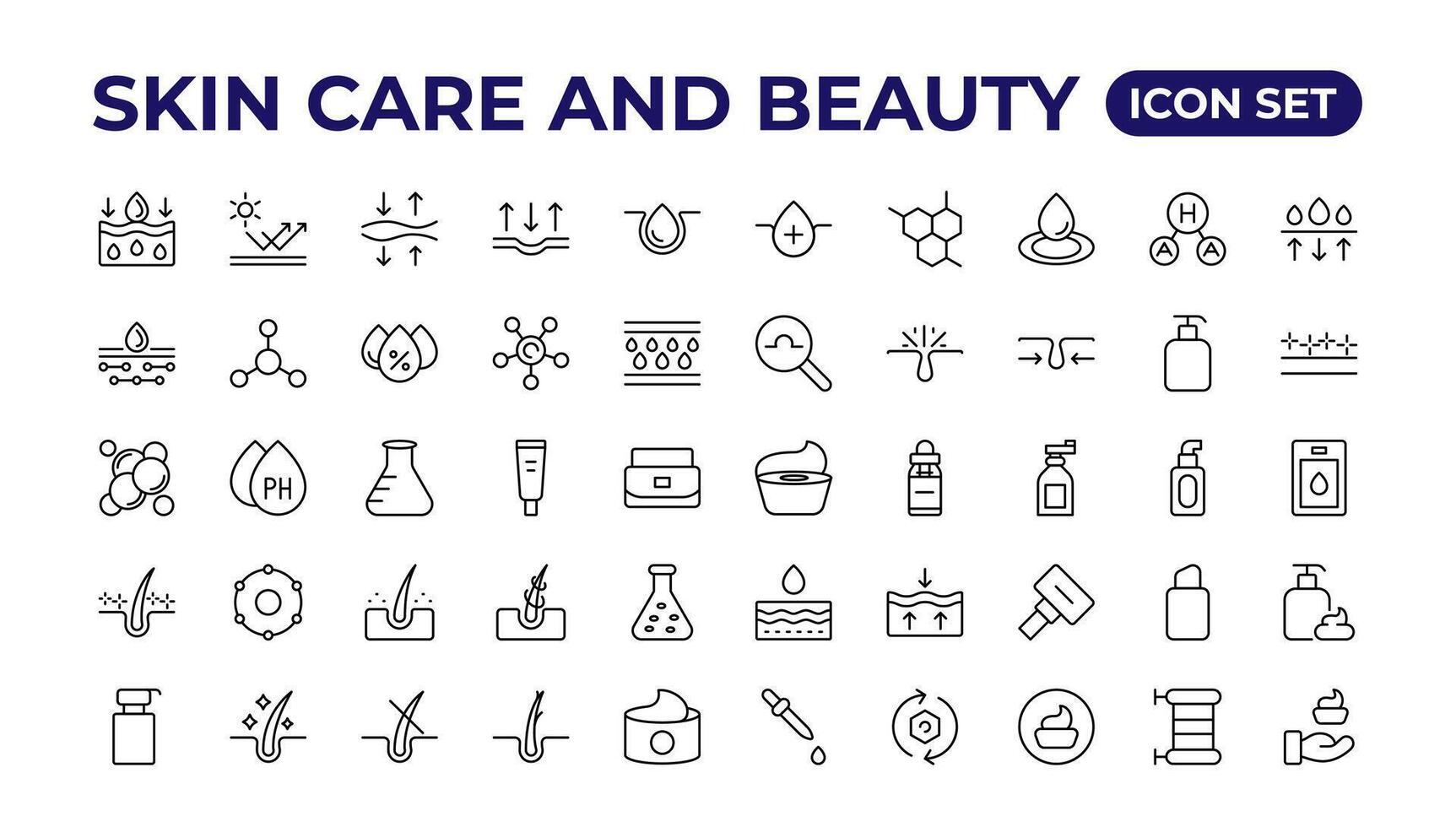 Skin care and beauty. Attributes of beauty for women.Skin care line icons set. vector