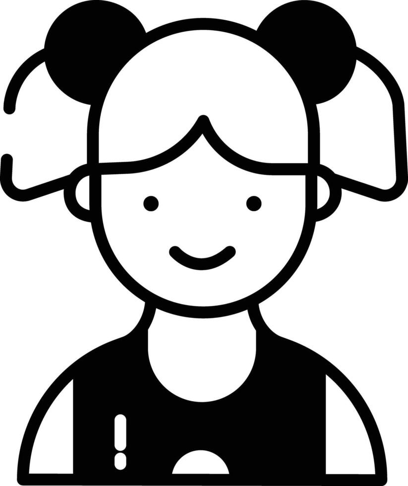 Girl glyph and line vector illustration