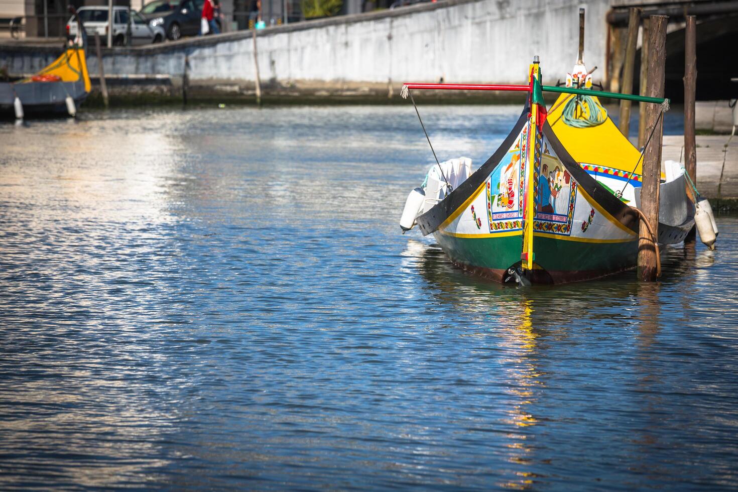 Typical Moliceiro,gondolas, in Vouga river. Aveiro, Portugal photo