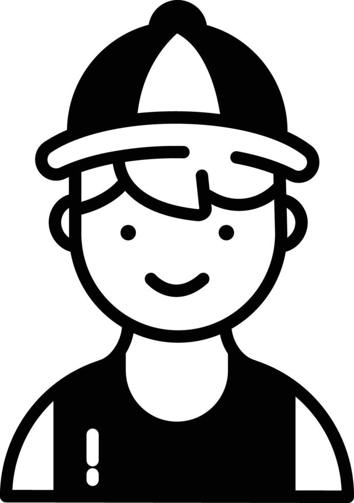 Boy glyph and line vector illustration
