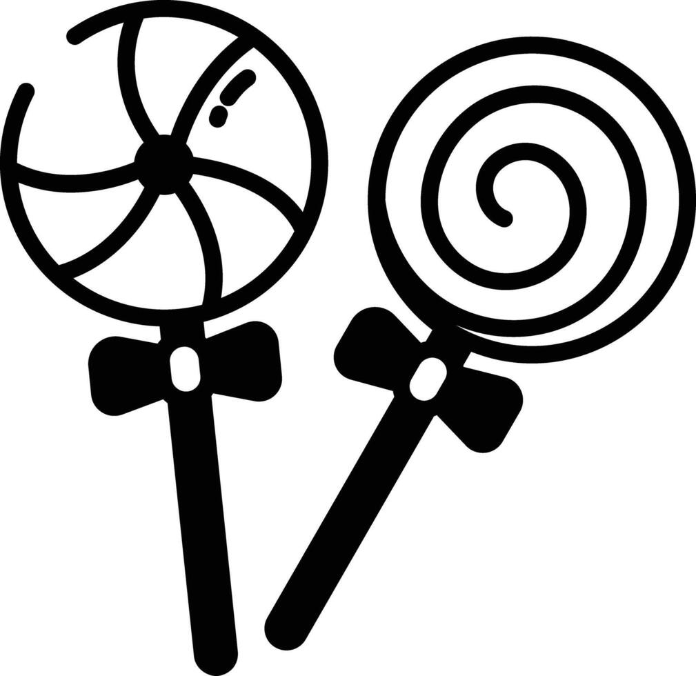 Lollipop glyph and line vector illustration