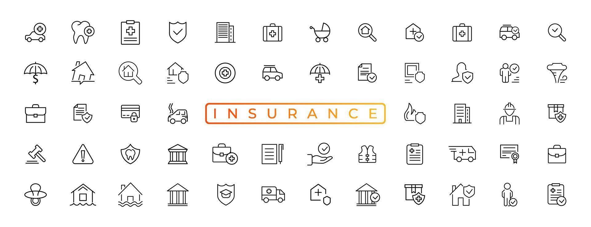 Insurance elements - minimal thin line web icon set. Outline icons collection. Simple vector illustration,insurance icon