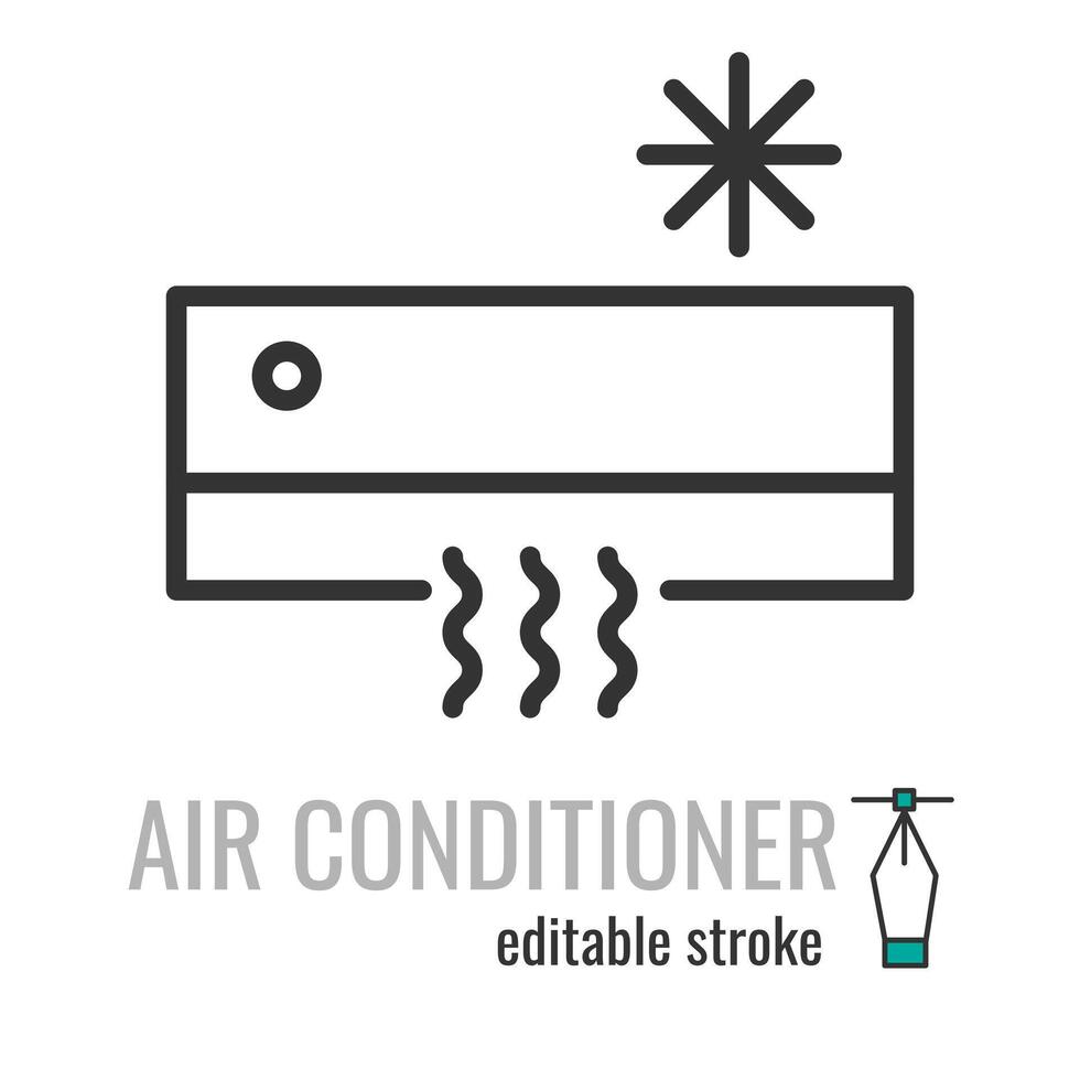 air conditioning line icon.AC symbol.cooling breeze blows cold pictogram.Air flow condition sign. Vector graphics illustration EPS 10. Editable stroke