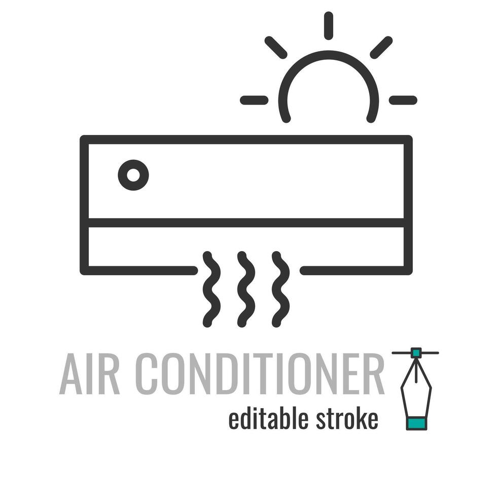 air conditioning line icon.AC symbol.cooling breeze blows cold pictogram.Air flow condition sign. Vector graphics illustration EPS 10. Editable stroke