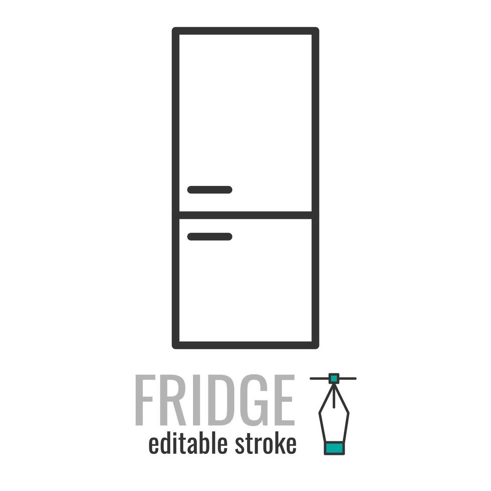 Fridge line icon.Refrigerator symbol.Technology, electronic and equipment pictogram.Freezer cold sign. Vector graphics illustration EPS 10. Editable stroke