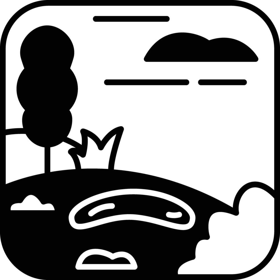 landscape glyph and line vector illustration