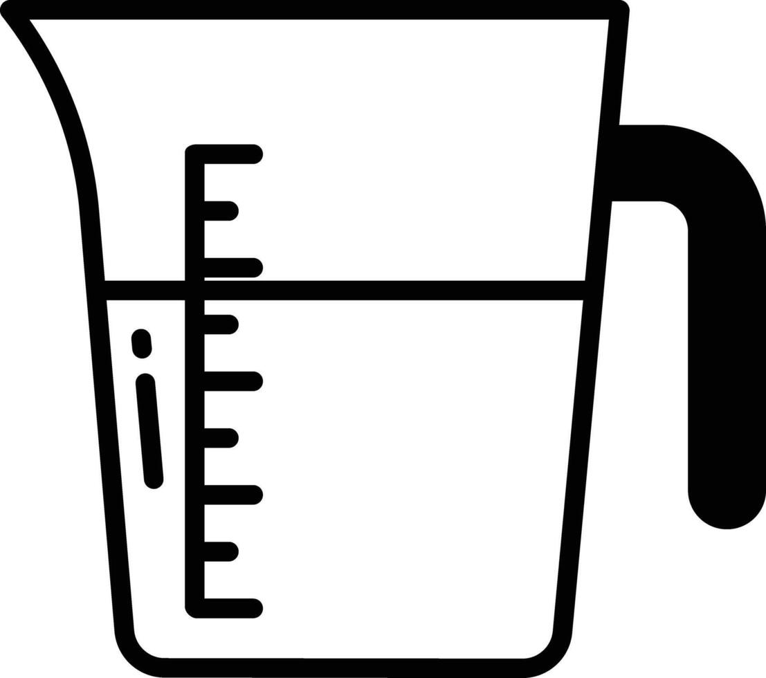 Measuring Jug glyph and line vector illustration