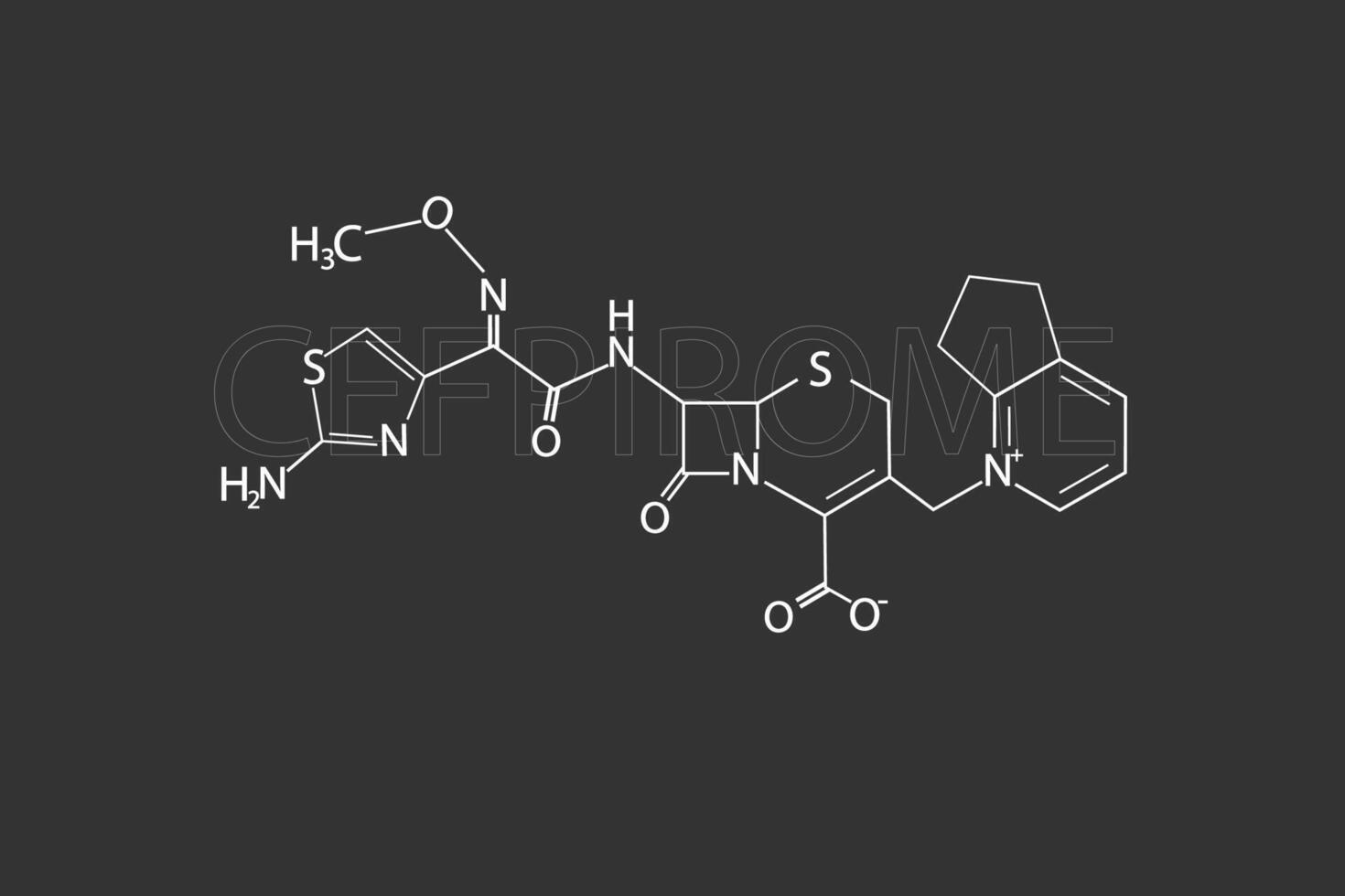 antibióticos cefpiroma molecular esquelético químico fórmula vector