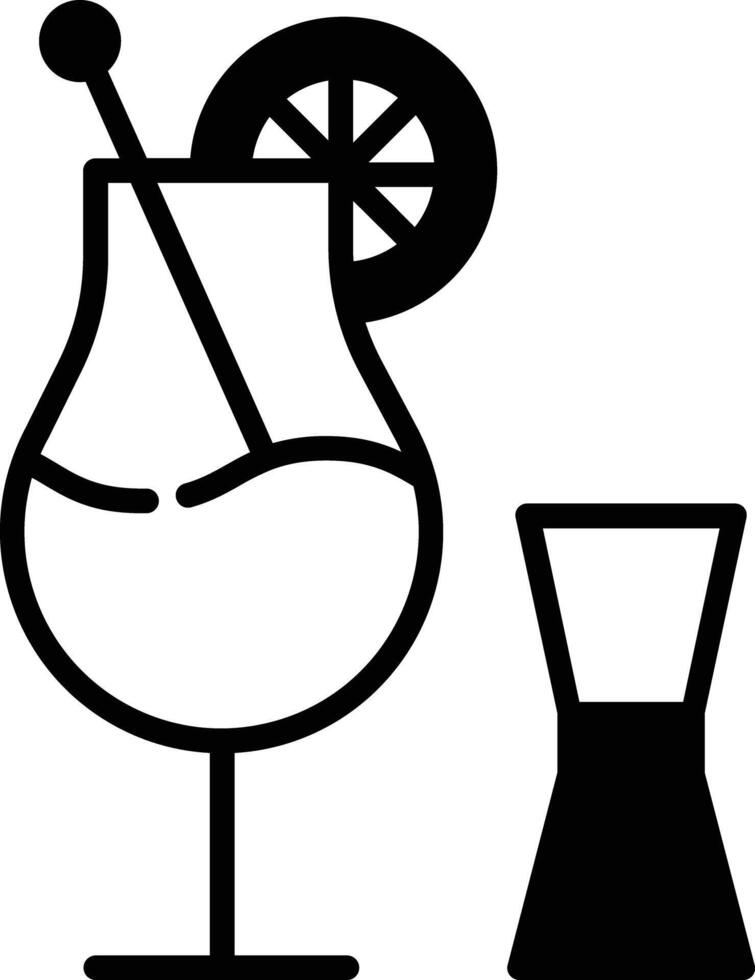 Cocktail glyph and line vector illustration