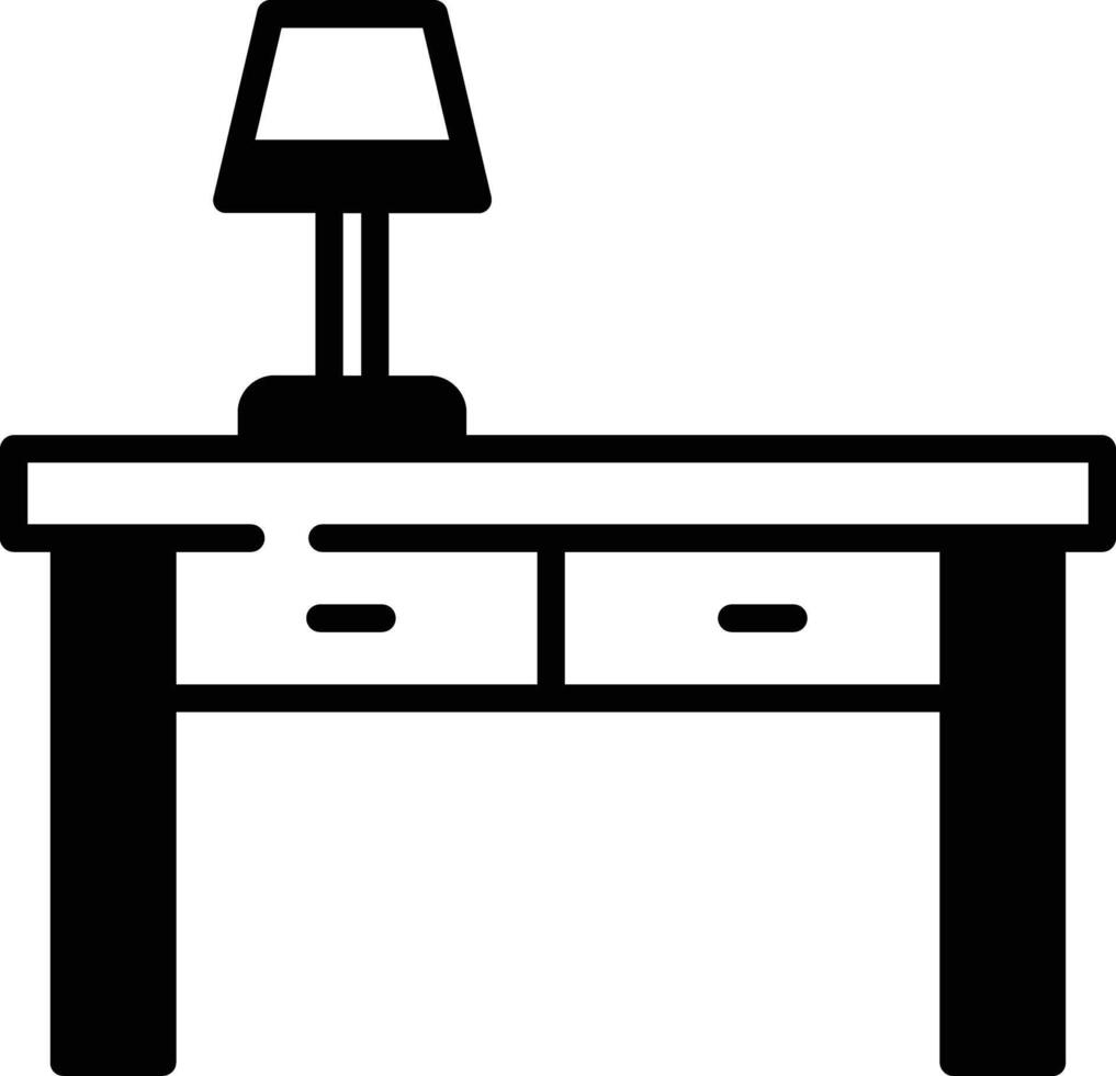 Desk glyph and line vector illustration