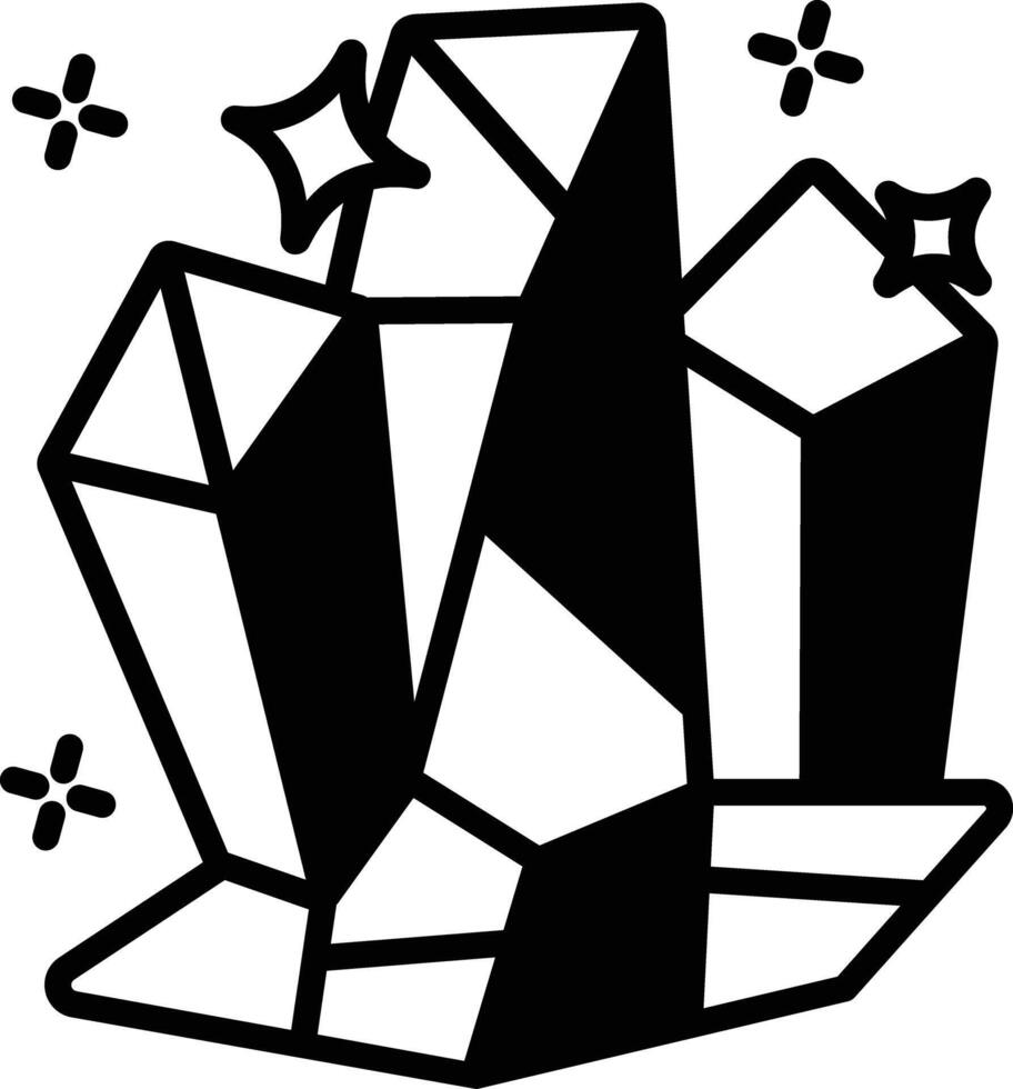 Crystals glyph and line vector illustration