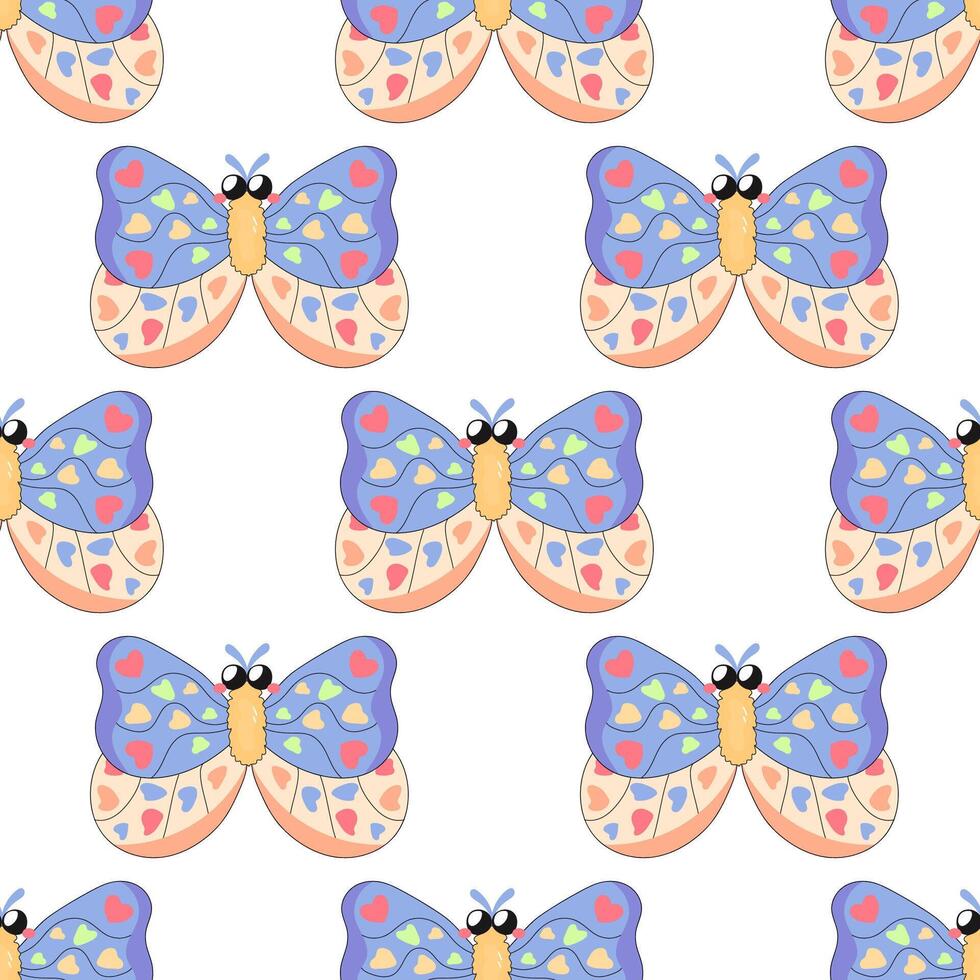 Seamless pattern,butterfly. cartoon baby. on white background for fabric, wrapping paper vector