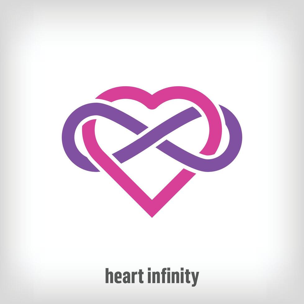 Creative heart intertwined infinity sign design. Uniquely designed color transitions. Health and medical together logo template. vector. vector