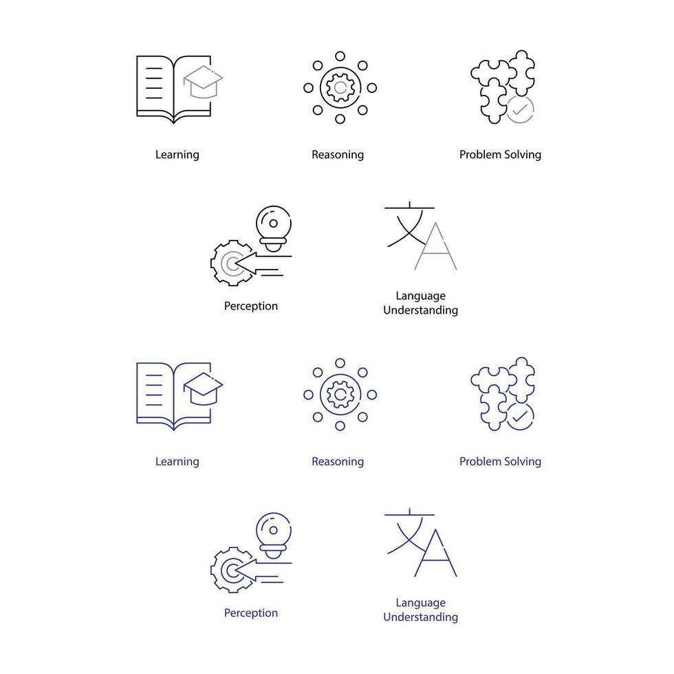 Components of AI Symbol Vector Icon Pack Visualizing Core Artificial Intelligence Concepts