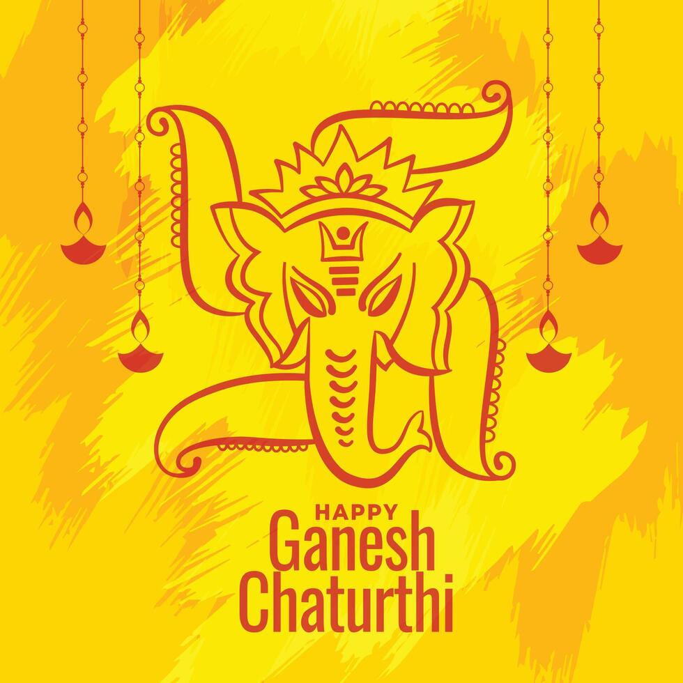 shree ganesh chaturthi festival wishes greeting background vector