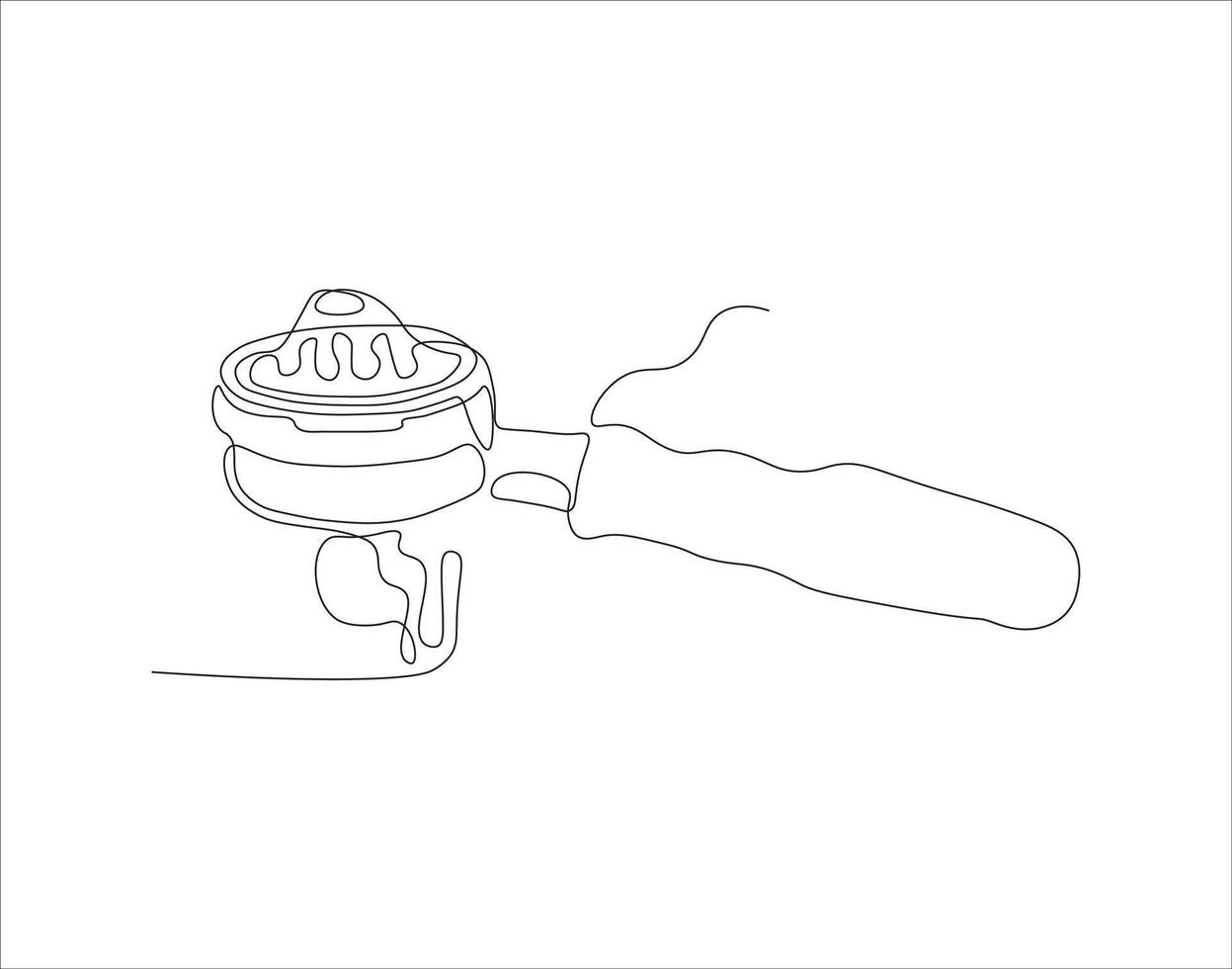 Continuous Line Drawing Of Portalfilter. One Line Of Portafilter Machine. Portafilter Coffee Continuous Line Art. Editable Outline. vector