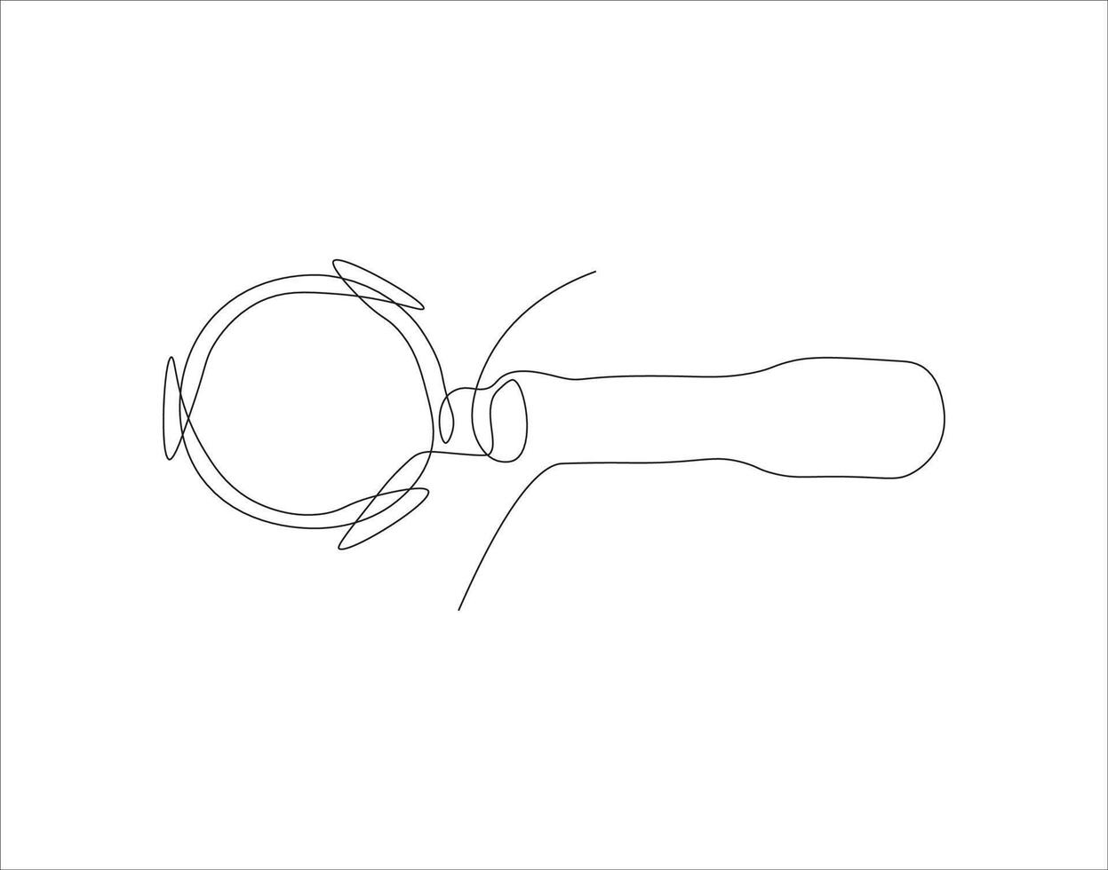 Continuous Line Drawing Of Portalfilter. One Line Of Portafilter Machine. Portafilter Coffee Continuous Line Art. Editable Outline. vector