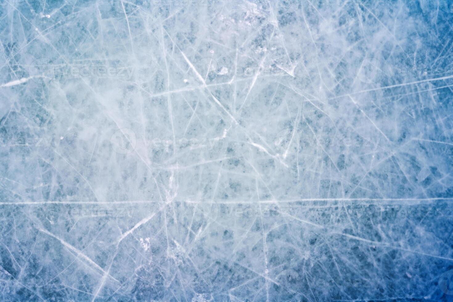 Frozen Canvas, Blue Ice Rink Texture with Skate and Hockey Marks. photo