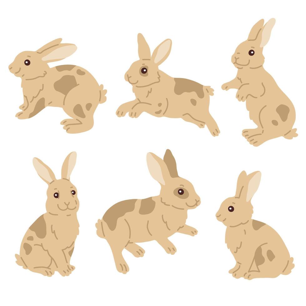 set of Easter bunnies vector