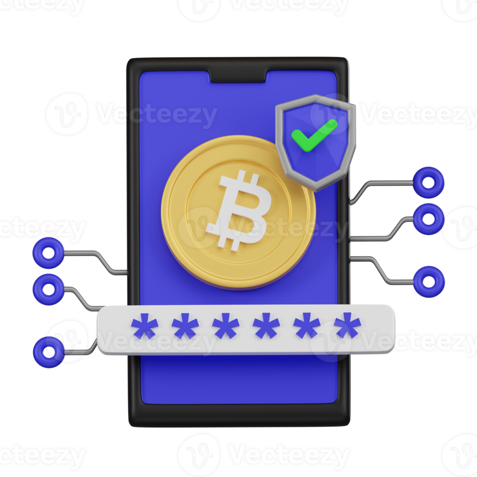 Smartphone Secure Cryptocurrency Adoption Concept 3d Icon png