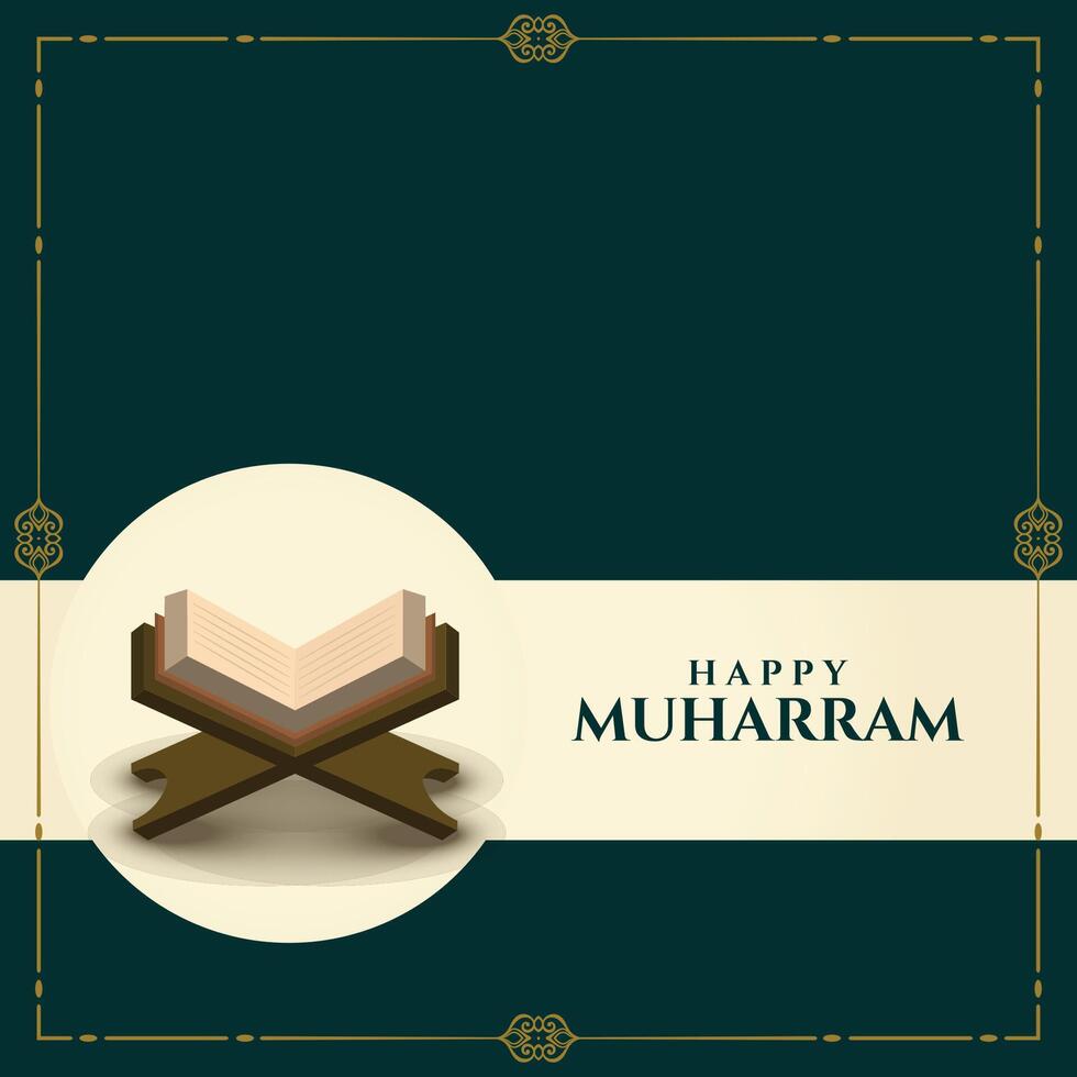 happy muharram background with book of holy quran vector