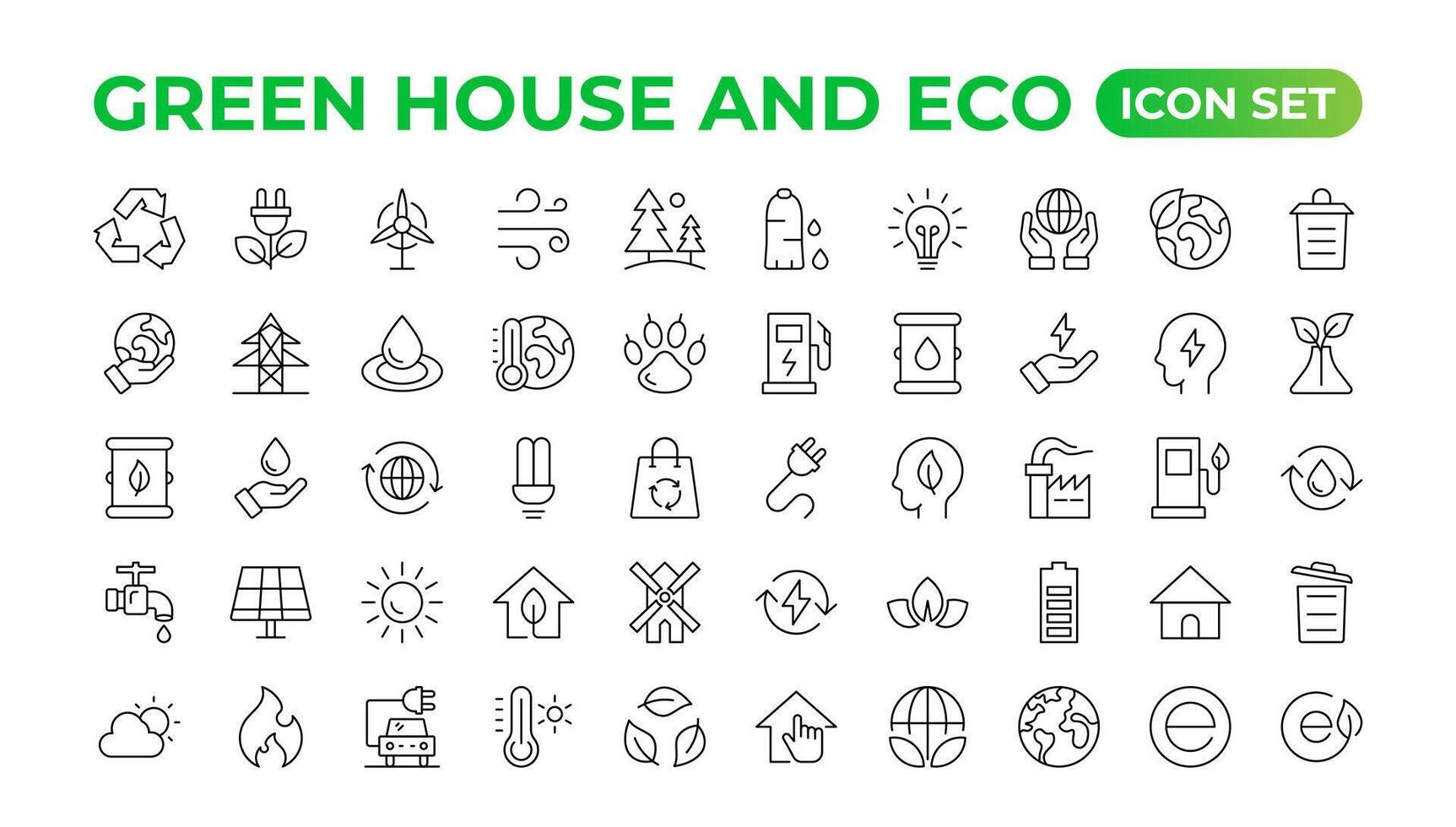 Eco-friendly related thin line icon set in minimal style. Linear ecology icons. Environmental sustainability simple symbol. Simple Set of  Line Icons.Global Warming, Forests, Organic Farming. vector