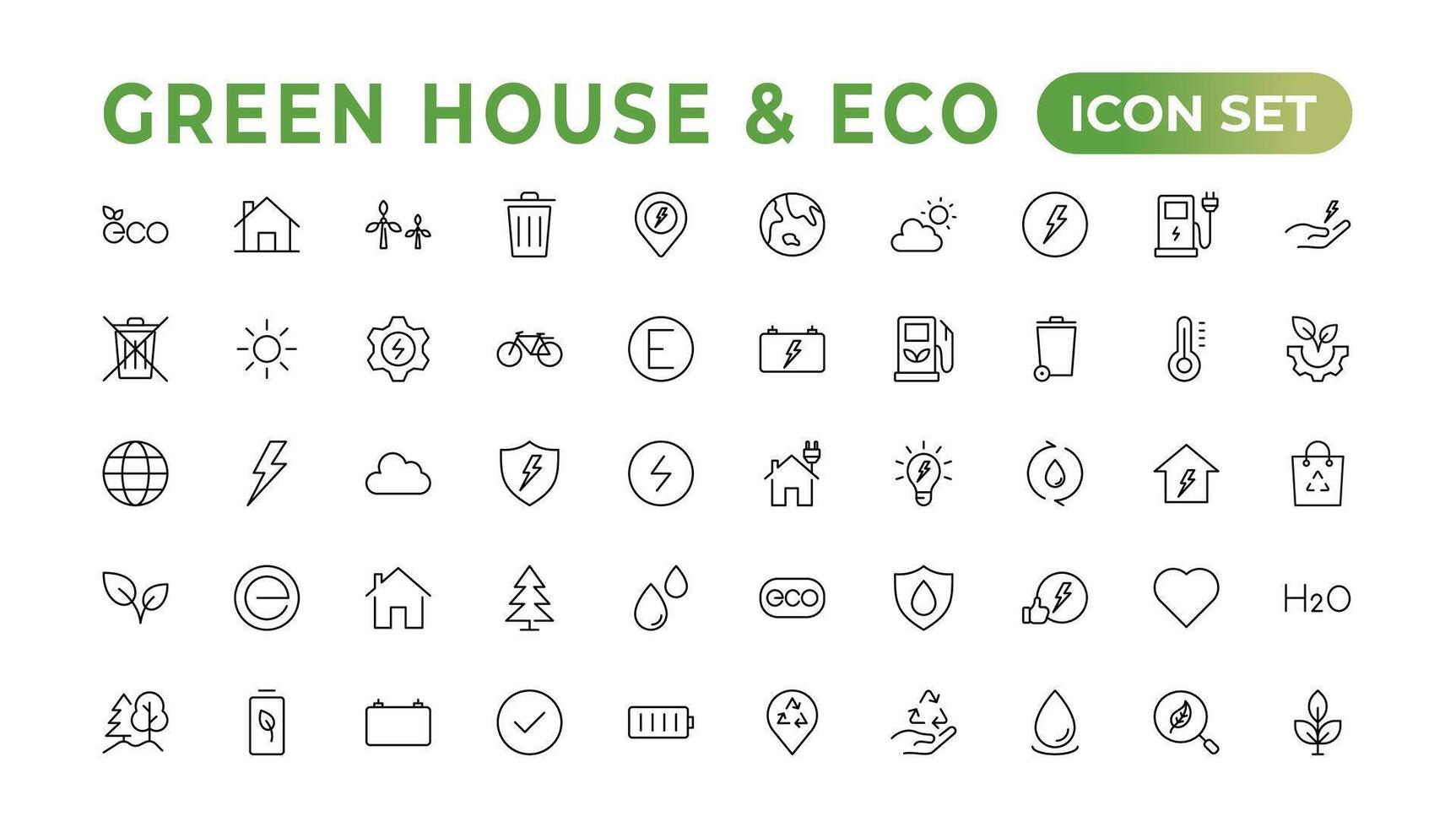 Eco-friendly related thin line icon set in minimal style. Linear ecology icons. Environmental sustainability simple symbol. Simple Set of  Line Icons.Global Warming, Forests, Organic Farming. vector