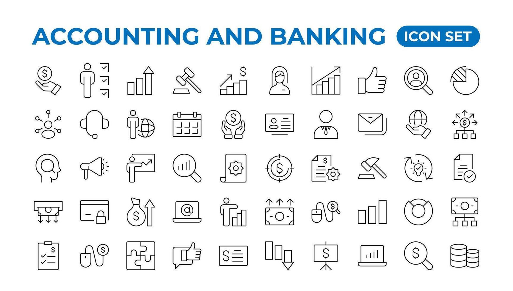 conjunto de línea íconos relacionado a contabilidad, auditoría, y impuestos. contorno icono recopilación. símbolos.de.negocios.ingresos colocar. conteniendo dinero, impuesto, ganancias, pago, cheque de pago, trabajar, pensión, y salario iconos vector