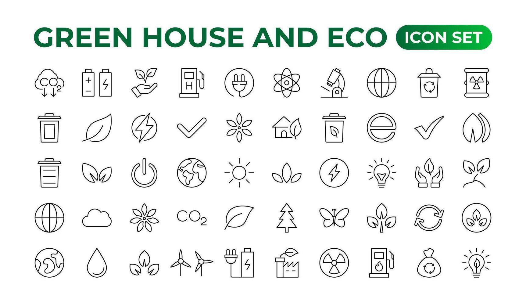 Eco-friendly related thin line icon set in minimal style. Linear ecology icons. Environmental sustainability simple symbol. Simple Set of  Line Icons.Global Warming, Forests, Organic Farming. vector