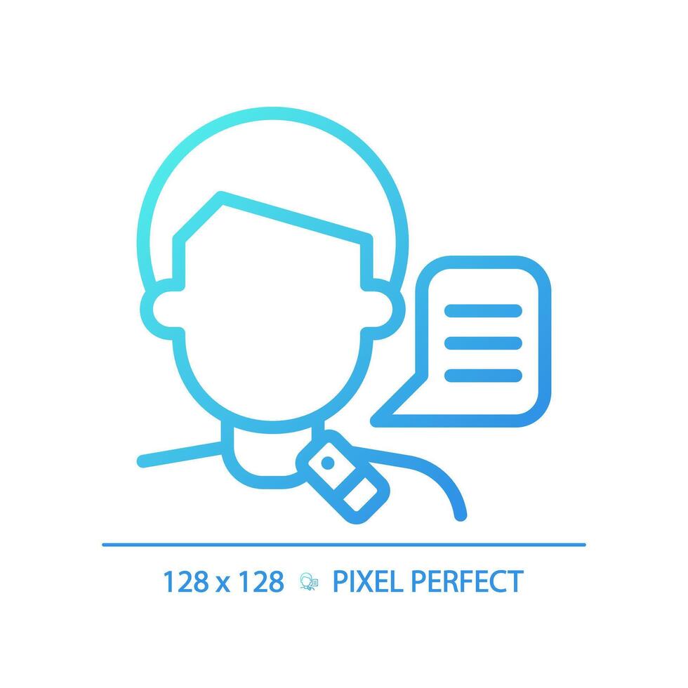 Larynx speech gradient linear vector icon. Lifestyle special needs medicine. Speech treatment. Lifelong condition. Thin line color symbol. Modern style pictogram. Vector isolated outline drawing