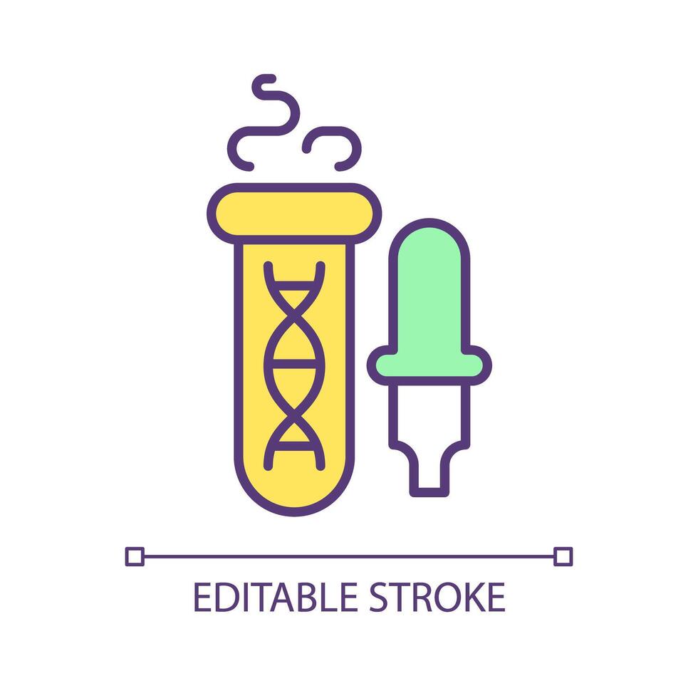 Synthetic biology RGB color icon. Genetic modification, dna recombination. Bioengineering technology process. Isolated vector illustration. Simple filled line drawing. Editable stroke
