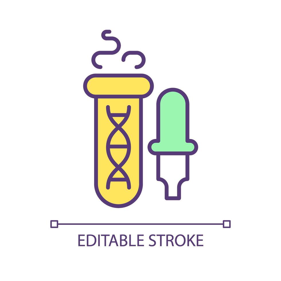 sintético biología rgb color icono. genético modificación, adn recombinación. bioingeniería tecnología proceso. aislado vector ilustración. sencillo lleno línea dibujo. editable carrera