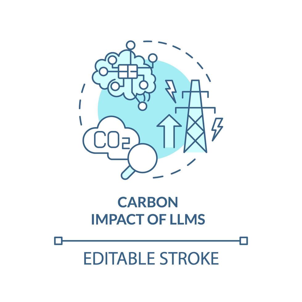 llms carbón impacto suave azul concepto icono. artificial inteligencia ambiental impacto. redondo forma línea ilustración. resumen idea. gráfico diseño. fácil a utilizar en infografía, presentación vector