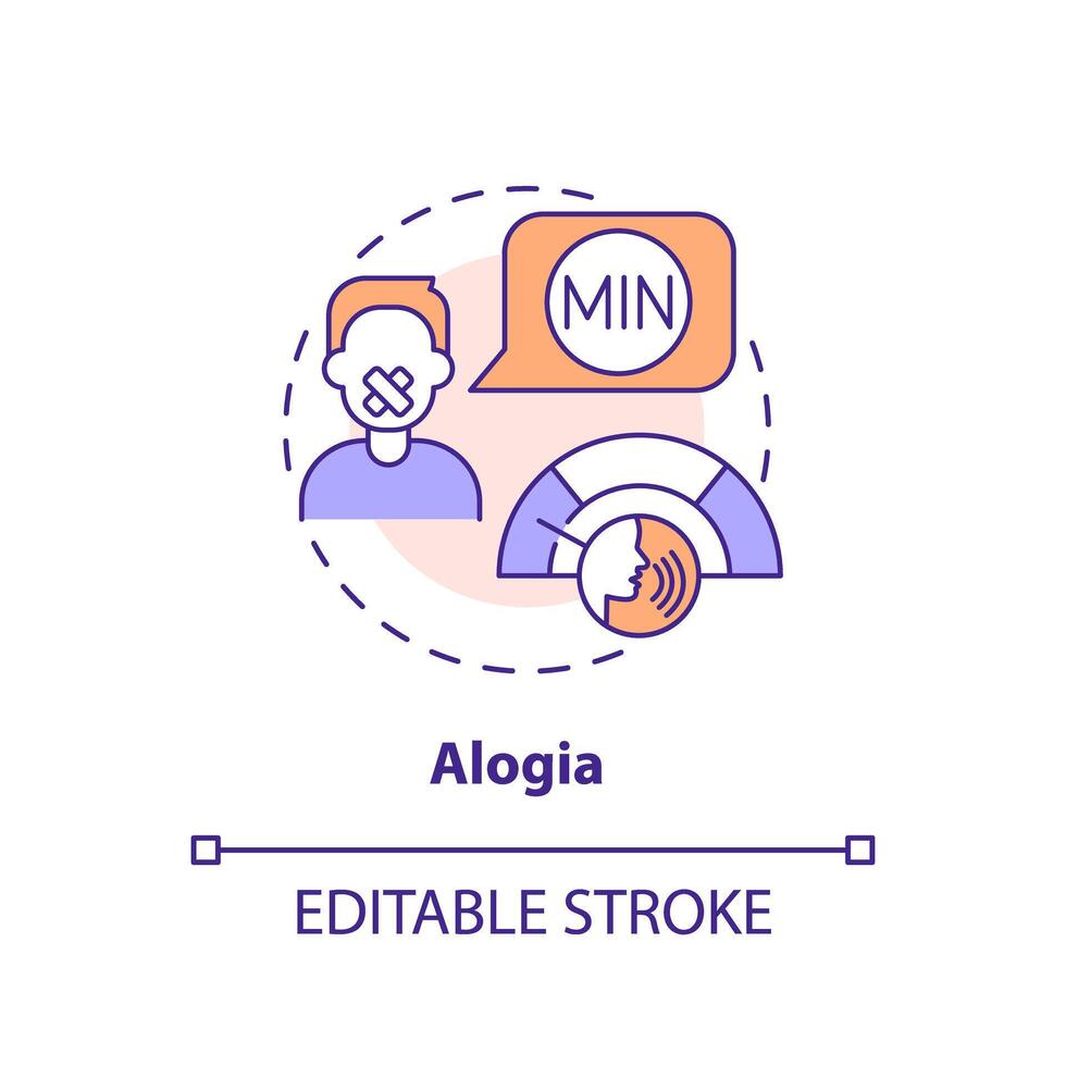 Alogia medical condition multi color concept icon. Schizophrenia symptom. Round shape line illustration. Abstract idea. Graphic design. Easy to use in infographic, presentation, brochure, booklet vector