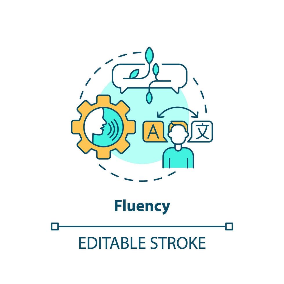 Fluency, language proficiency multi color concept icon. Linguistic skills. Round shape line illustration. Abstract idea. Graphic design. Easy to use in infographic, presentation, brochure, booklet vector