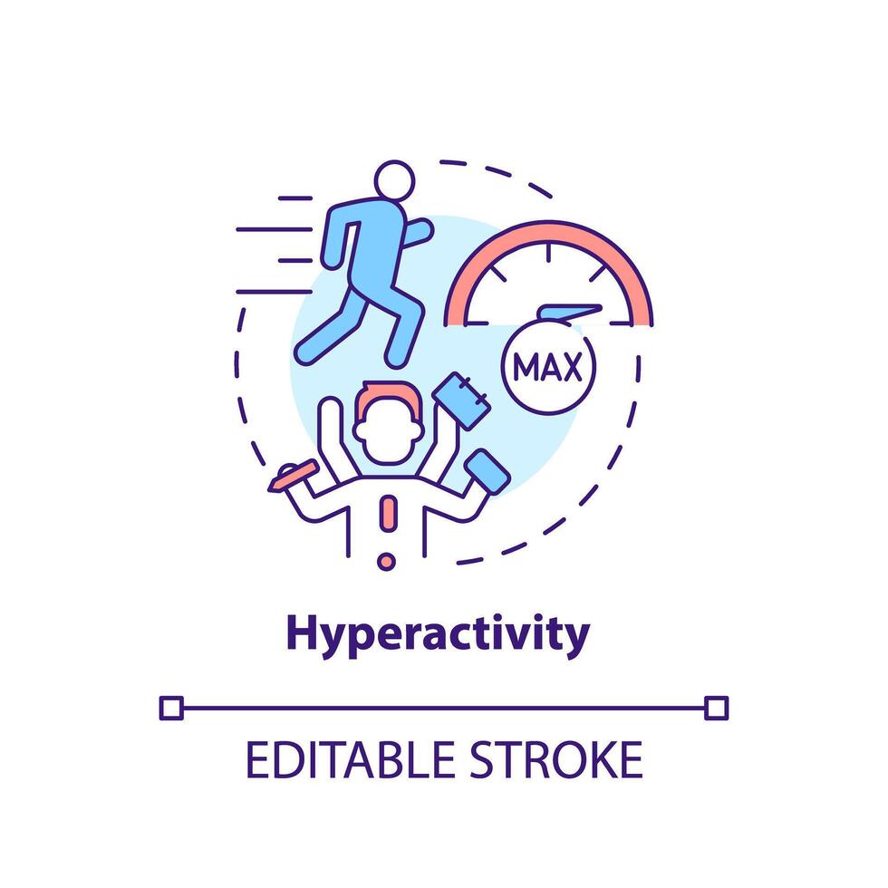 Hyperactivity, focus issues multi color concept icon. Cognitive development. Round shape line illustration. Abstract idea. Graphic design. Easy to use in infographic, presentation, brochure, booklet vector