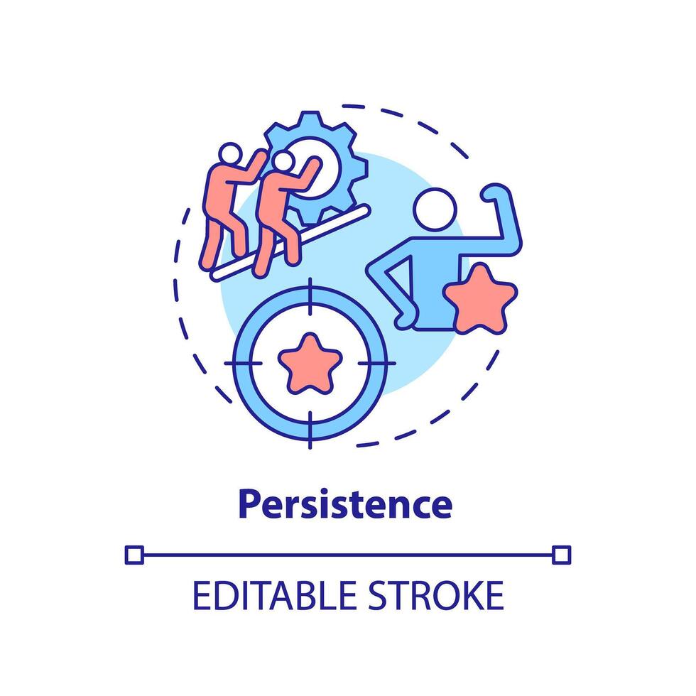 Persistence multi color concept icon. Goal achieving. Teamwork organization. Round shape line illustration. Abstract idea. Graphic design. Easy to use in infographic, promotional material, article vector
