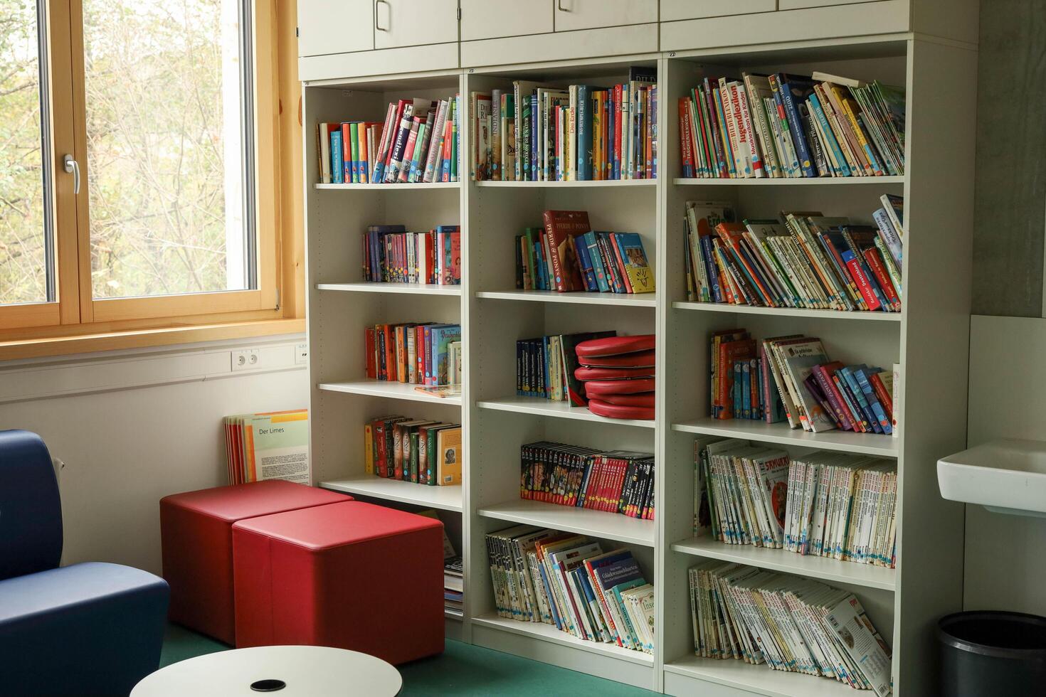Schwabisch Gmund, Germany-November 12,2022. School library in a German school photo