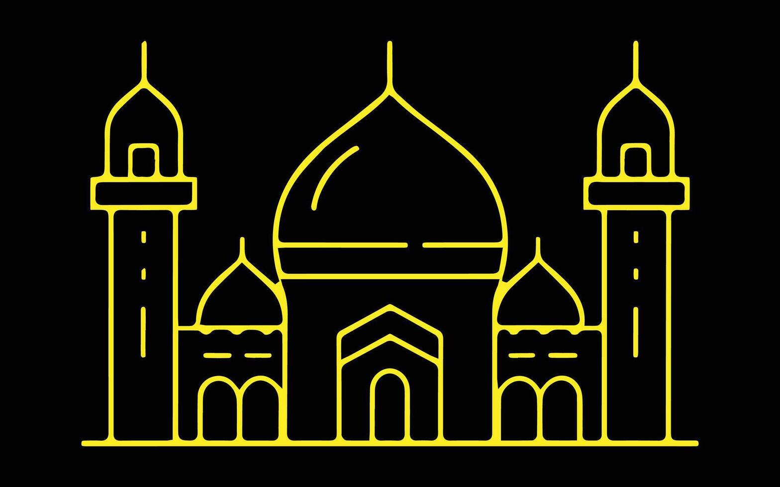 Mosque line art. Vector illustration of mosque in line art style.