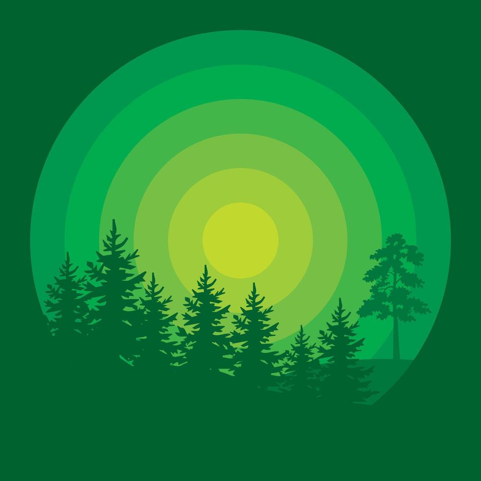 Mountain and Forest Vector Logo,this logo symbolizes a nature, peace, and calm
