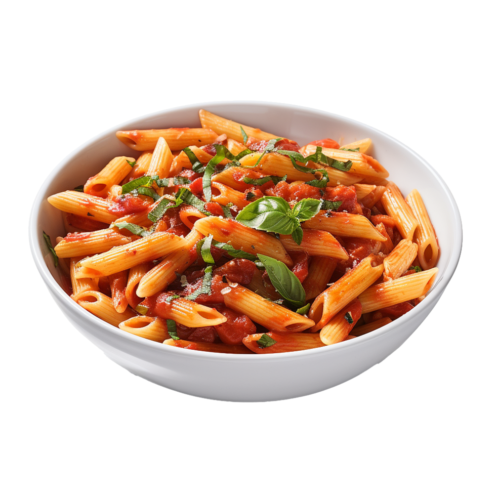 AI generated Tasty italian penne all'arrabbiata dissh png isolated on transparent background