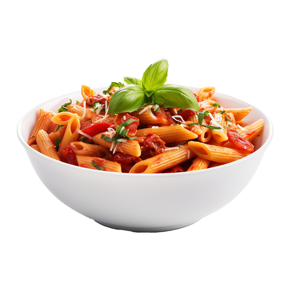 AI generated Tasty italian penne all'arrabbiata dissh png isolated on transparent background