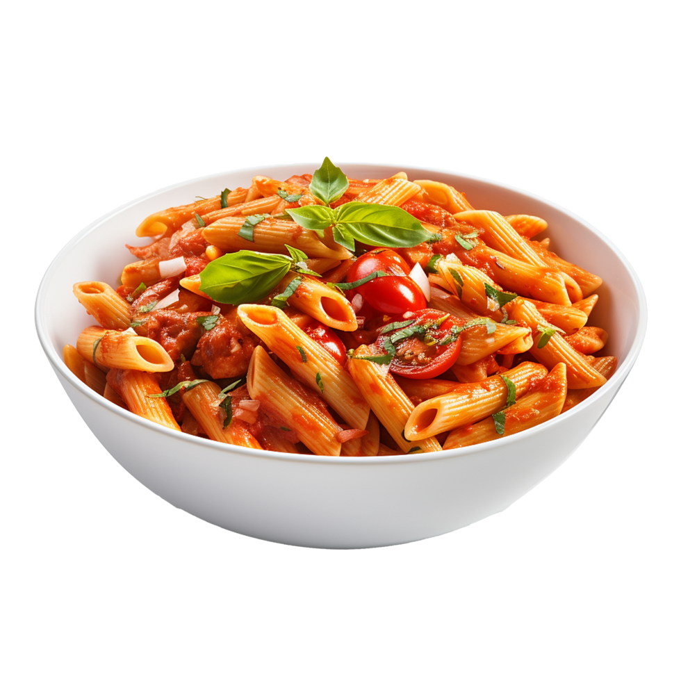 AI generated Tasty italian penne all'arrabbiata dissh png isolated on transparent background