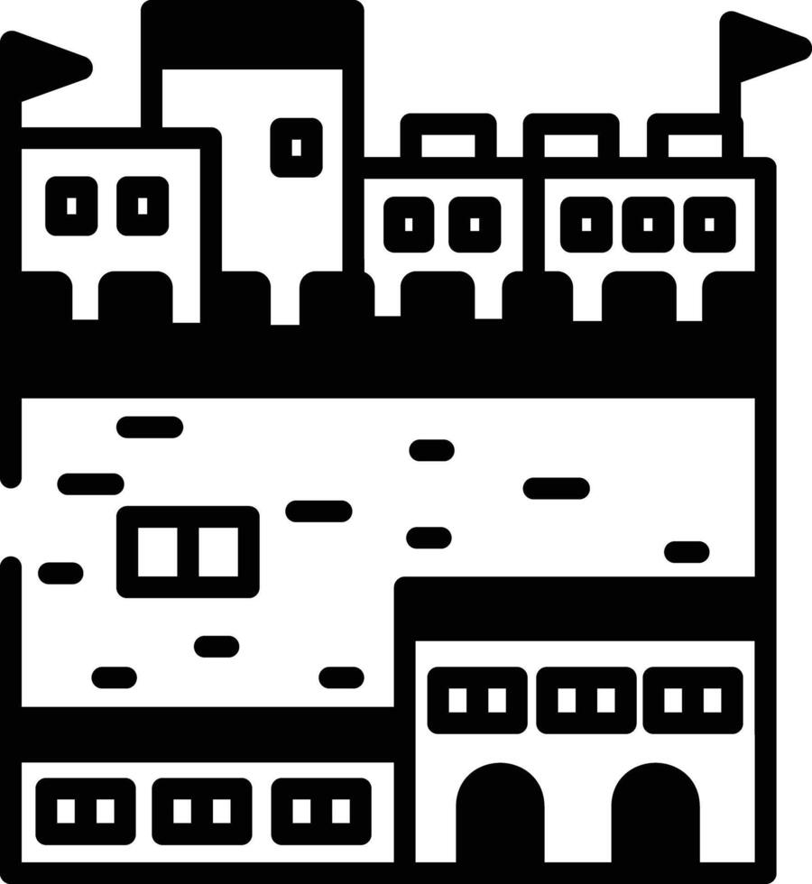 castillo glifo y línea vector ilustración